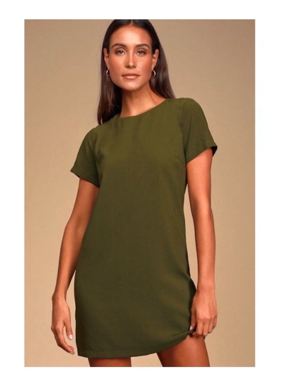 Lulu's Olive Green Short Sleeve Mini Dress